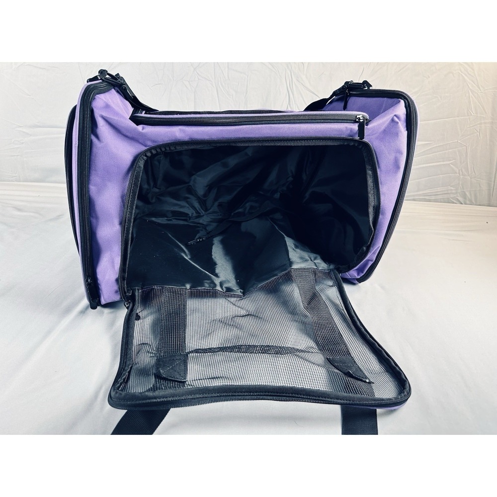 Soft Sided Pet Carrier Airline Travel Bag Purple Mesh Dog Cat 18"